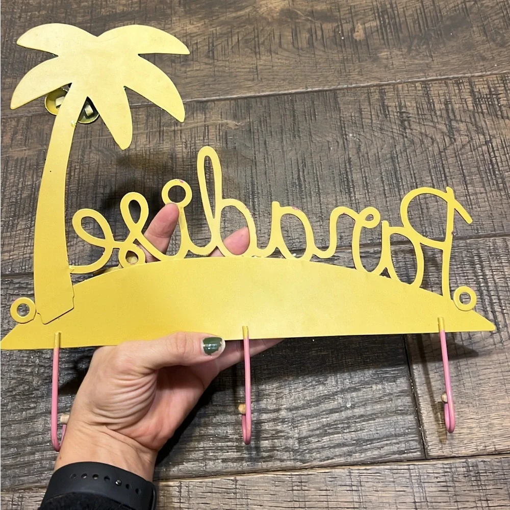 Paradise metal glitter hanging sign with hooks